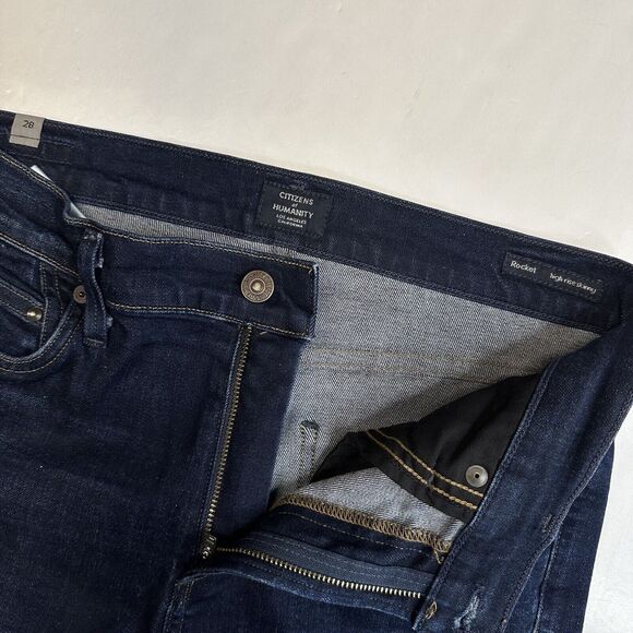 Citizens Of Humanity Rocket High Rise Skinny Ankle Jeans Sz 28 Blue Denim Fray - Picture 7 of 13